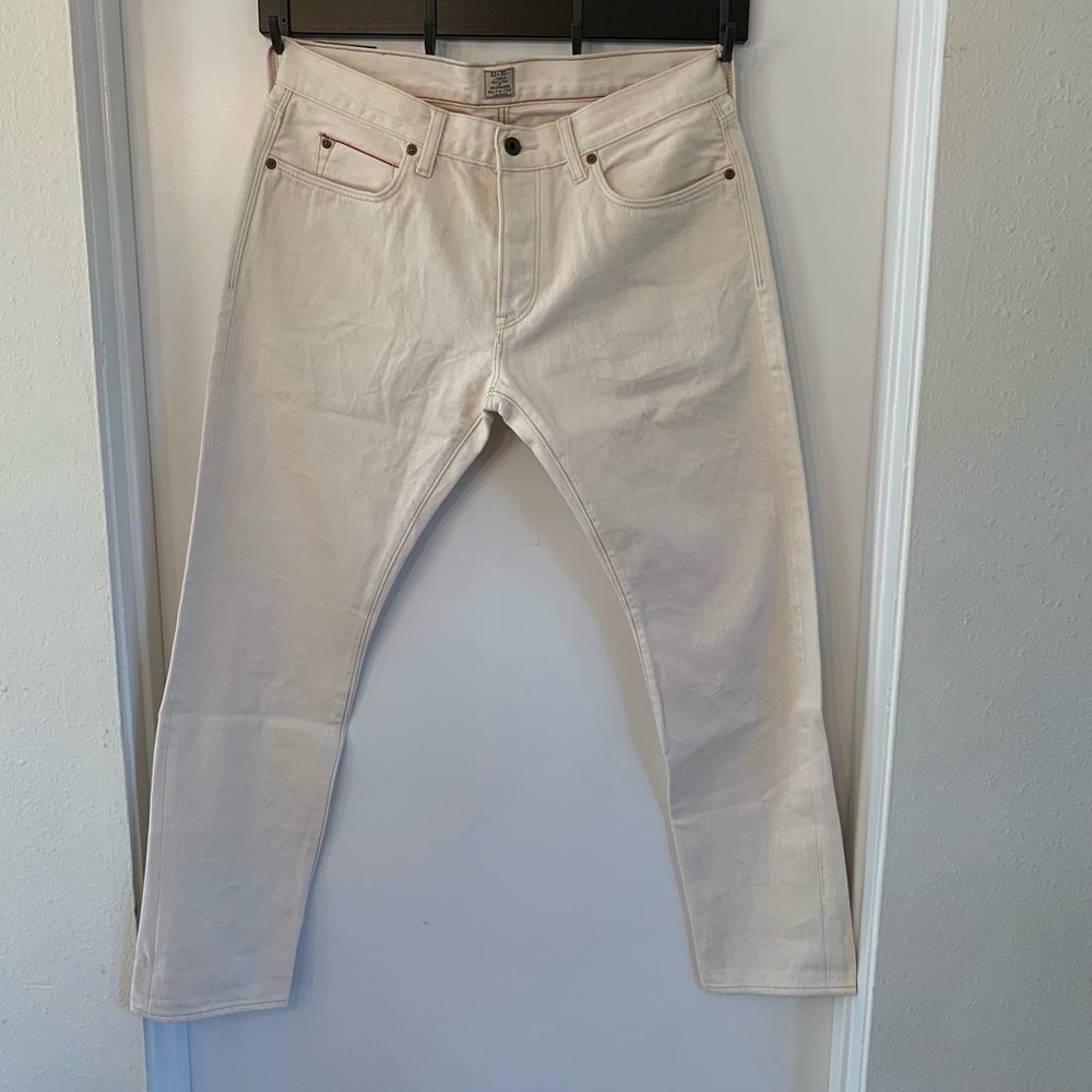 JCREW 484 MENS SLIM JEANS CREAM SIZE 32/30 NWOT